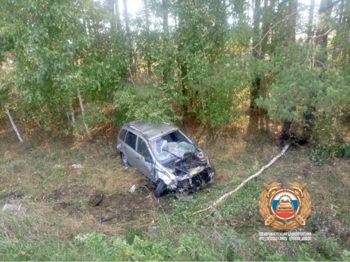 В Башкирии машина вылетела в кювет и врезалась в дерево