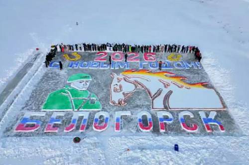 В Белогорске новогоднюю ледовую открытку посвятили защитникам Отечества
