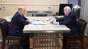 Встреча Михаила Мишустина с генеральным директором государственной корпорации «Ростех» Сергеем Чемезовым