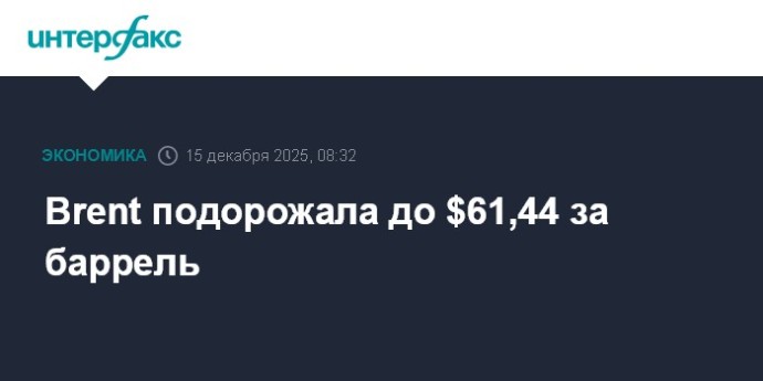 Brent подорожала до $61,44 за баррель