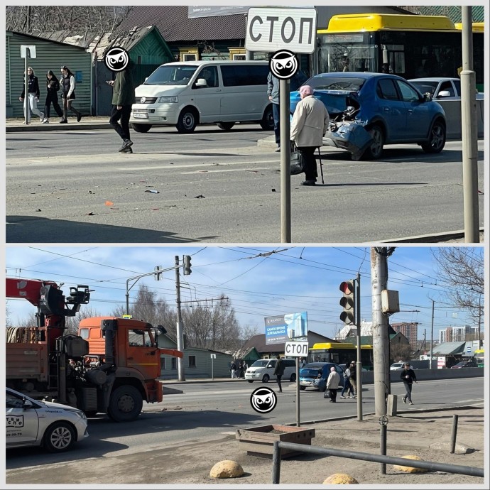 Жесткое ДТП в Пензе: автокран врезался в легковушку