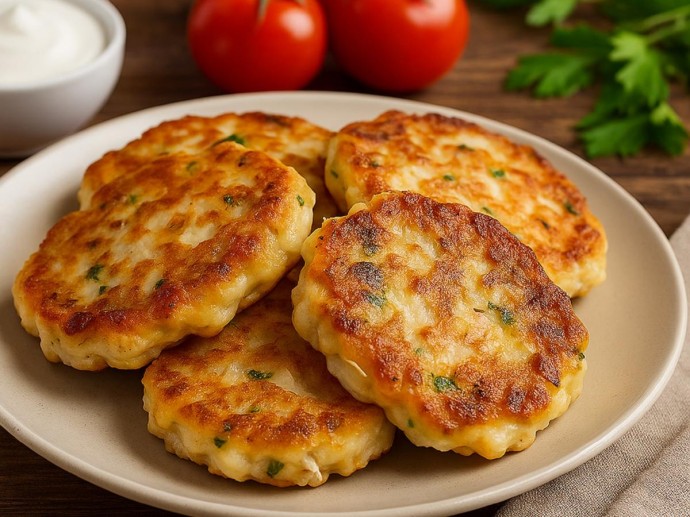 Сырная начинка делает куриные лепёшки особенно сочными