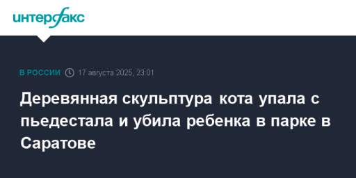 Деревянная скульптура кота упала с пьедестала и убила ребенка в парке в Саратове