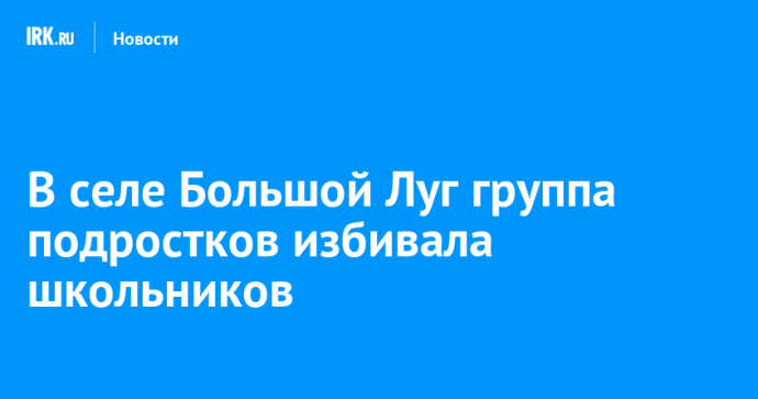 В селе Большой Луг группа подростков избивала школьников В селе Большой Луг группа подростков избивала школьников