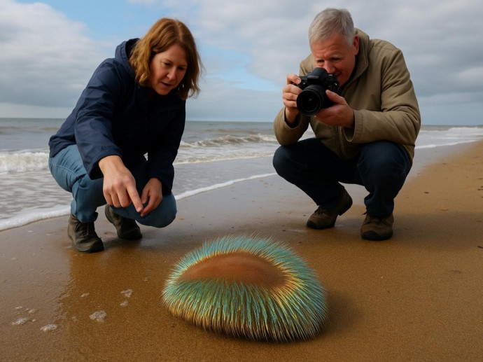 Инопланетянин на пляже: море выбросило создание, похожее на фантазию — словно драгоценный металл