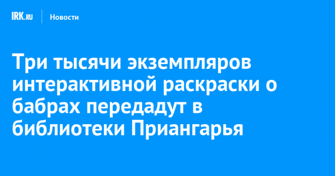 Три тысячи экземпляров интерактивной раскраски о бабрах передадут в библиотеки Приангарья