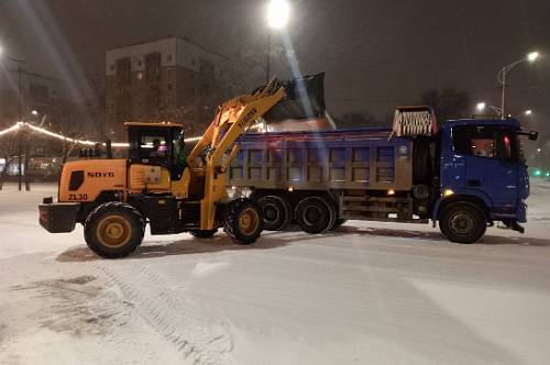 Последствия масштабного снегопада в Благовещенске устраняют 27 единиц техники