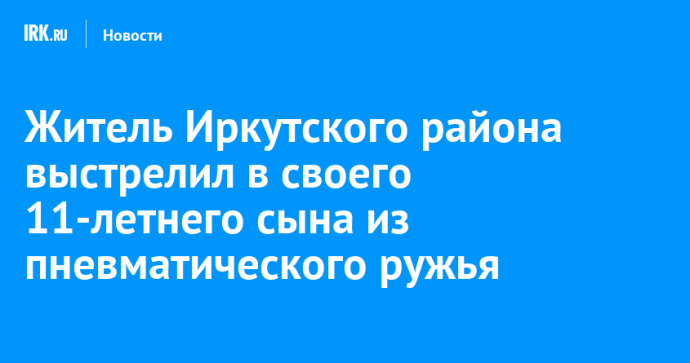 Житель Иркутского района выстрелил в своего 11-летнего сына из пневматического ружья