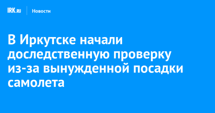 В Иркутске начали доследственную проверку из-за вынужденной посадки самолета В Иркутске начали доследственную проверку из-за вынужденной посадки самолета