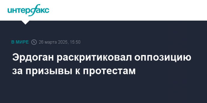 Эрдоган раскритиковал оппозицию за призывы к протестам