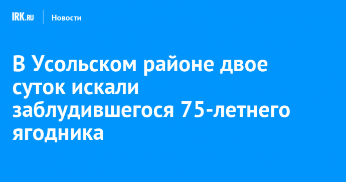 В Усольском районе двое суток искали заблудившегося 75-летнего ягодника