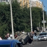 В Улан-Удэ камера запечатлела ДТП: машина перевернулась, движение парализовано