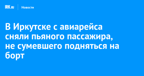 В Иркутске с авиарейса сняли пьяного пассажира, не сумевшего подняться на борт