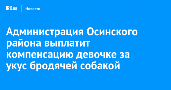 Администрация Осинского района выплатит компенсацию девочке за укус бродячей собакой