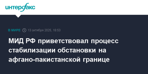 МИД РФ приветствовал процесс стабилизации обстановки на афгано-пакистанской границе