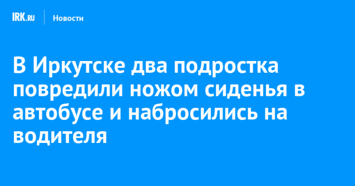В Иркутске два подростка повредили ножом сиденья в автобусе и набросились на водителя
