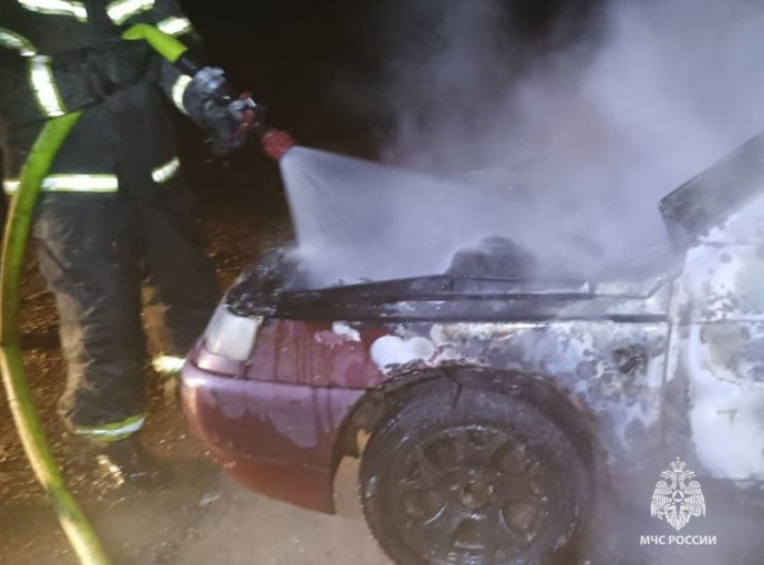 В Тульской области потушили горящий автомобиль