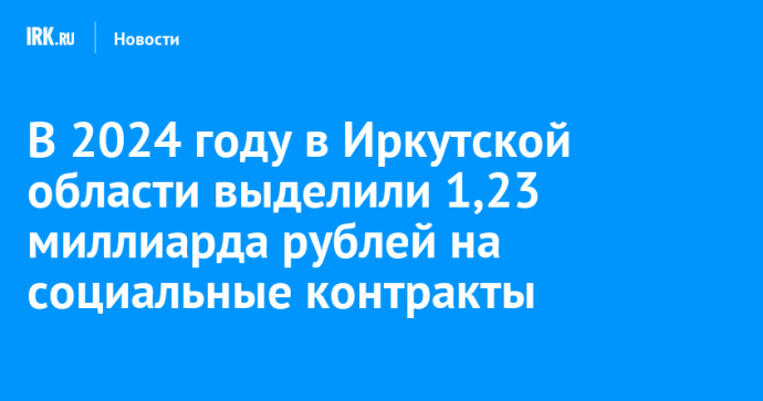В 2024 году в Иркутской области выделили 1,23 миллиарда рублей на социальные контракты
