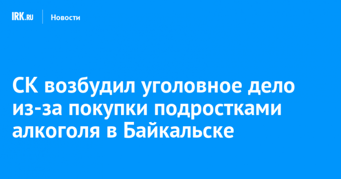 СК возбудил уголовное дело из-за покупки подростками алкоголя в Байкальске