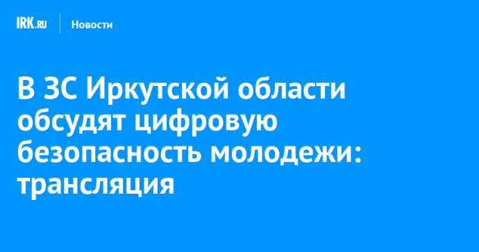 В ЗС Иркутской области обсудят цифровую безопасность молодежи: трансляция