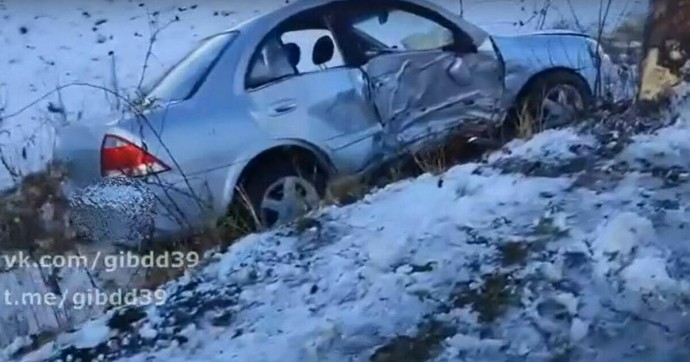 Под Калининградом легковушка вылетела с дороги и врезалась в дерево, в аварии пострадал ребёнок
