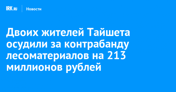 Двоих жителей Тайшета осудили за контрабанду лесоматериалов на 213 миллионов рублей