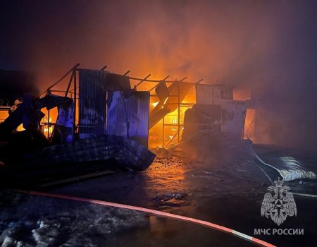 В Башкирии ночной пожар уничтожил склад со стройматериалами