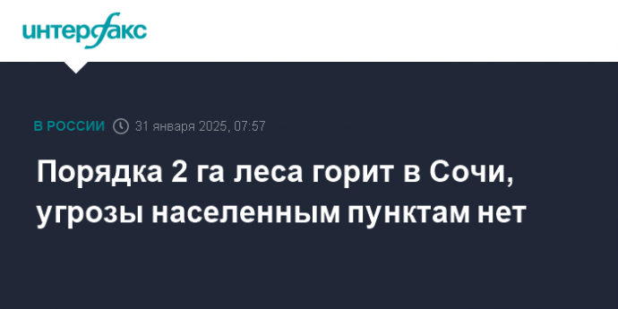 Порядка 2 га леса горит в Сочи, угрозы населенным пунктам нет